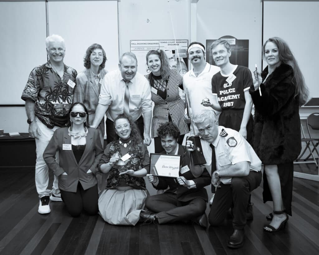 Picture: The talented Improv Queensland cast of Murder At The Bowlo (Credit: Creative Futures Photography).
