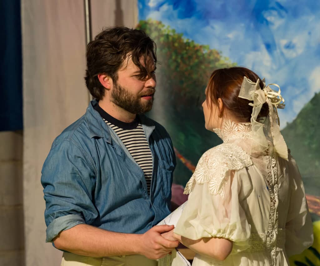Image: Willem Whitfield (Von Brandt [VB]) and Leah Fitzgerald-Quinn (Alice). Image credit: Creative Futures Photography.