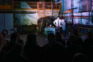 Watching the detectives in 'All Smoke, No Script' at the 2026 Anywhere Festival (image credit Creative Futures Photography).