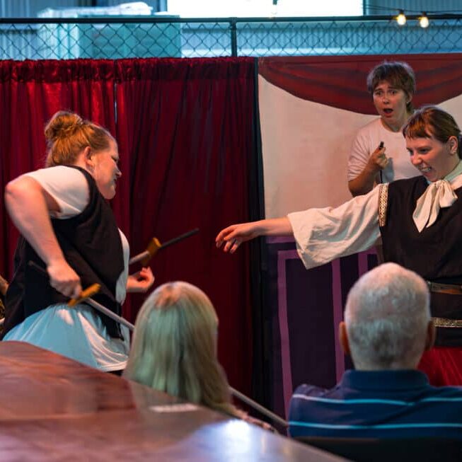 Picture: Swashbuckling fun in the Queensland Shakespeare Ensemble's Half Hour Hamlet (Picture credit: Creative Futures Photography)