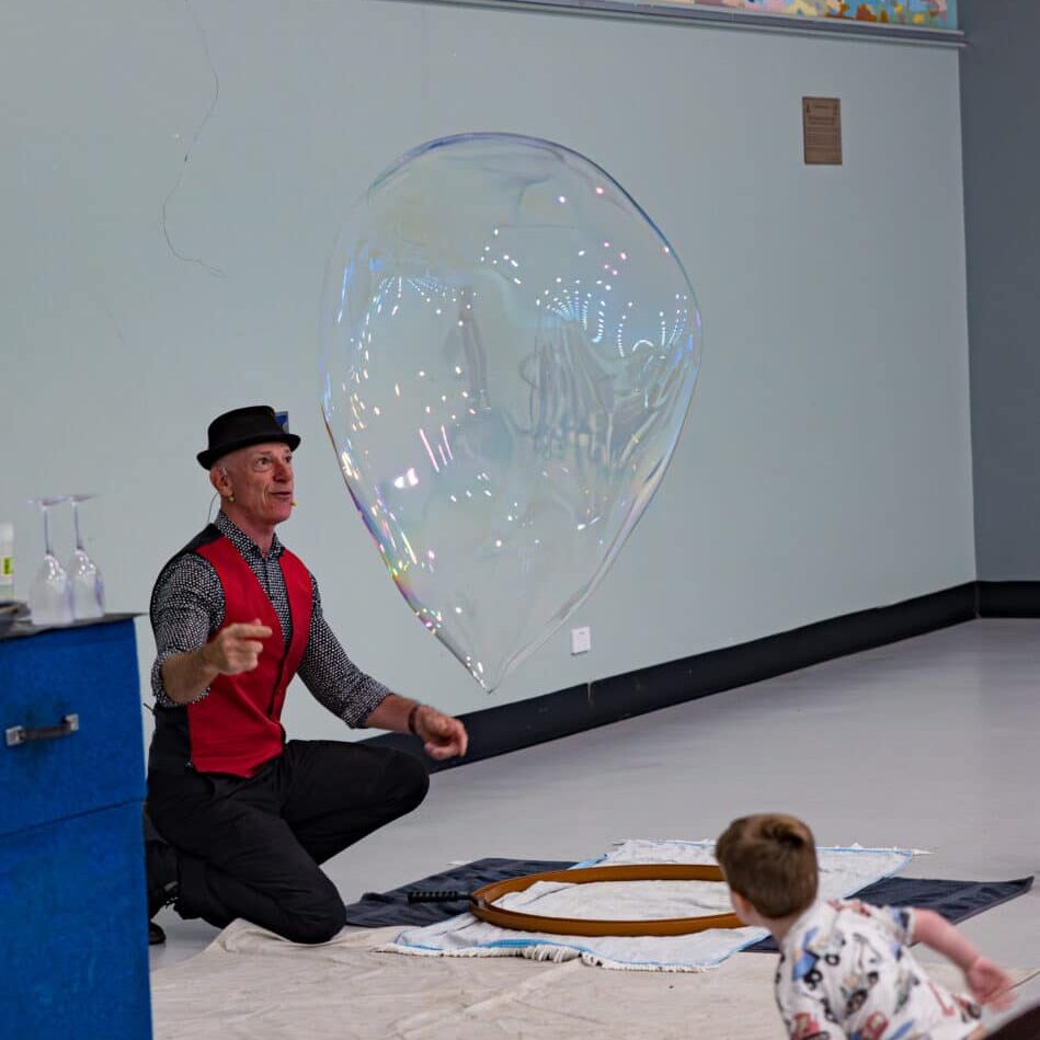 Having fun at Glen Rhodes' The Amazing Bubble Show (image credit: Creative Futures Photography)